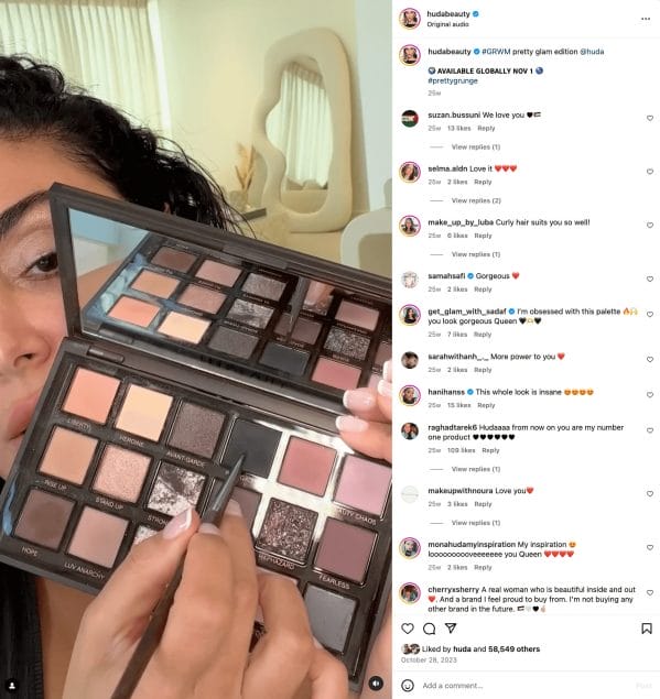 grwm huda beauty use video to get leads on social media